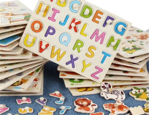 DIY Montessori Educational toy 3D Wooden Puzzle Grab board Sensory Jigsaw Brain Digital letter Crafts Learning Toy Gifts